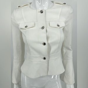 White House Black Market Jacket White Button Front Size 00 Gently Used